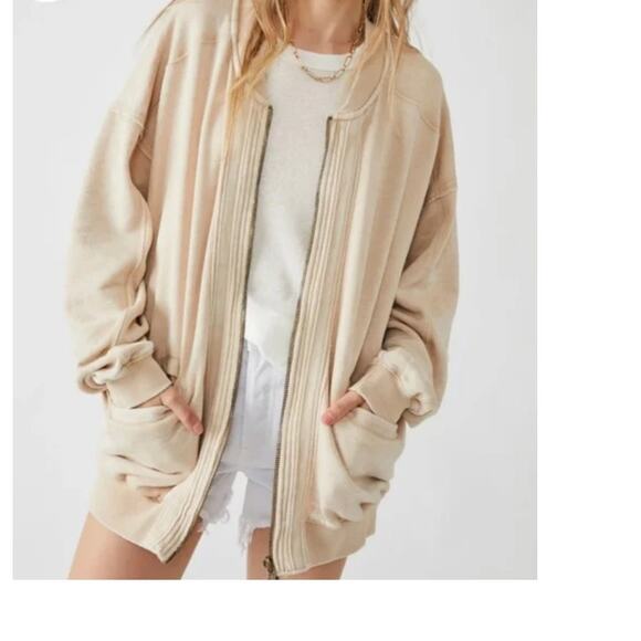 Free People We the Free Robby Bomber Jacket Full Zip Sweatshirt Size Medium - Picture 1 of 6